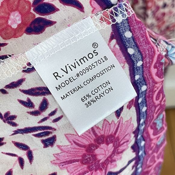 Maxi Dress XL Pink Purple Floral Prairie Boho Waist Tie Flowy Hippie Festival - Picture 8 of 11